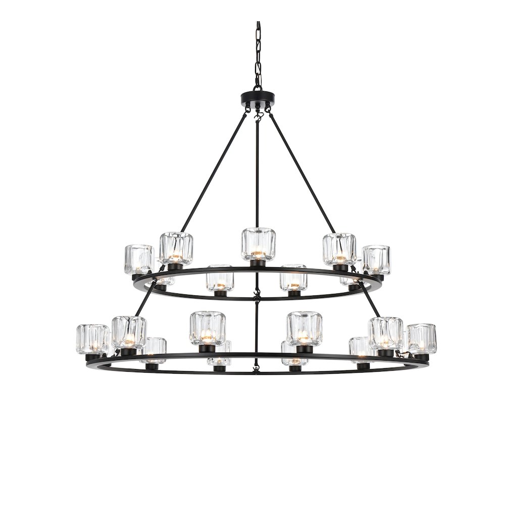 Cadence 48 Inch Two-Tier Chandelier In Black. Picture 3