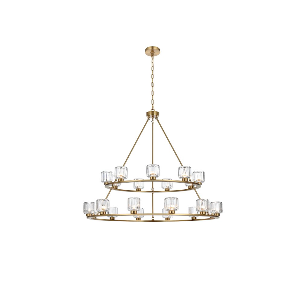 Cadence 48 Inch Two-Tier Chandelier In Satin Gold. Picture 1