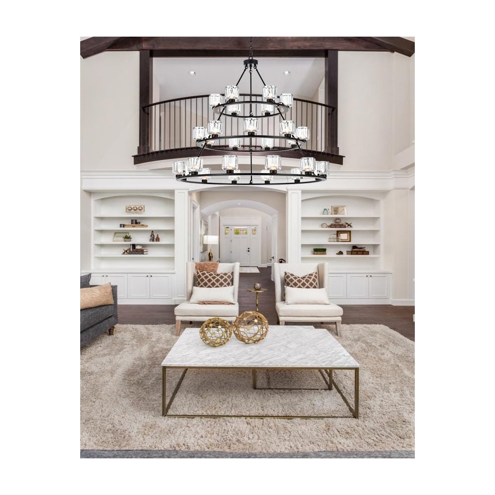 Cadence 48 Inch Three-Tier Chandelier In Black. Picture 2