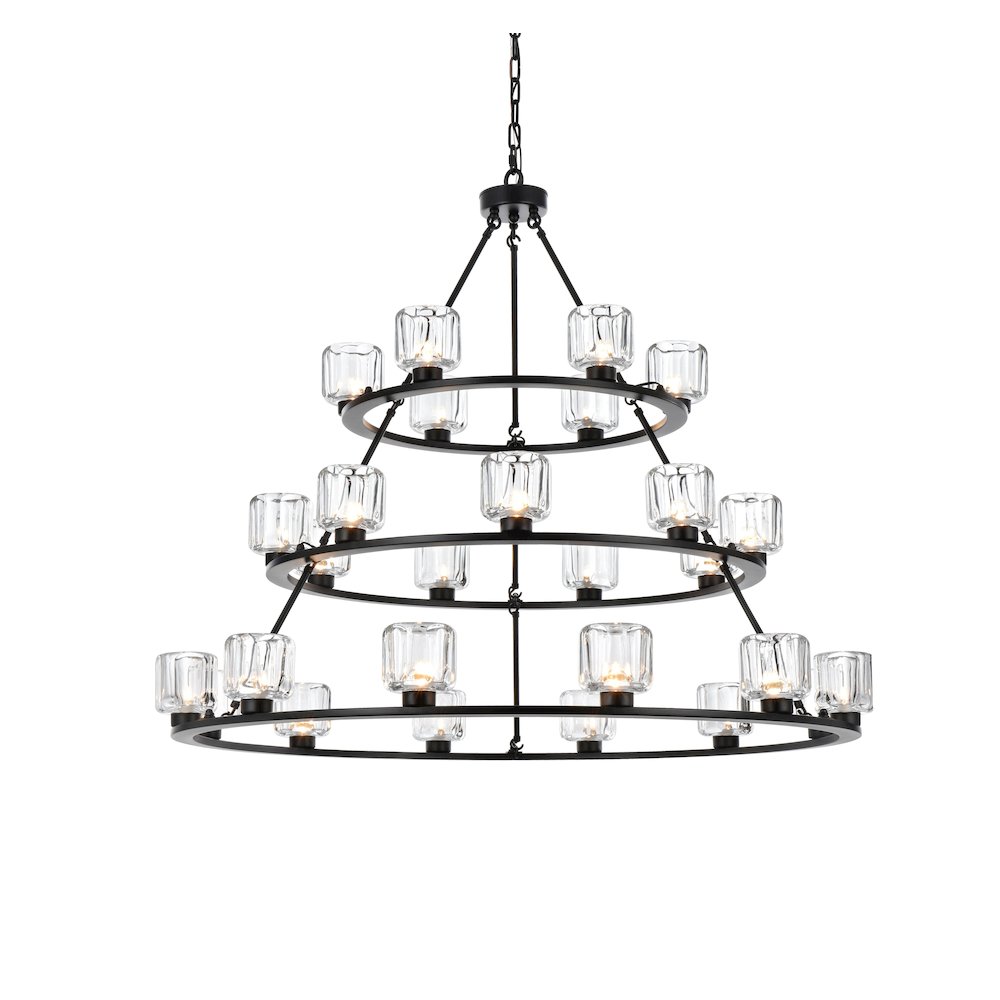 Cadence 48 Inch Three-Tier Chandelier In Black. Picture 3