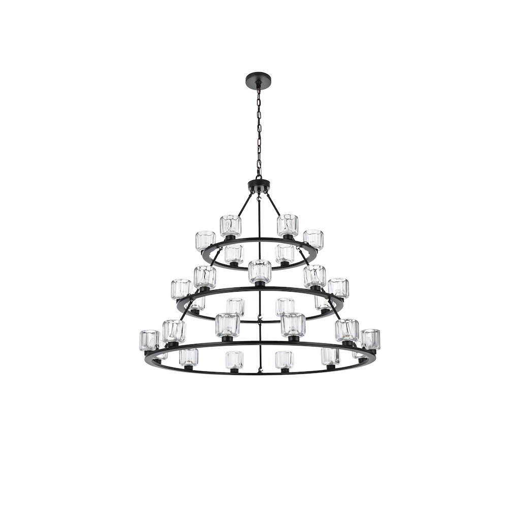 Cadence 48 Inch Three-Tier Chandelier In Black. Picture 7