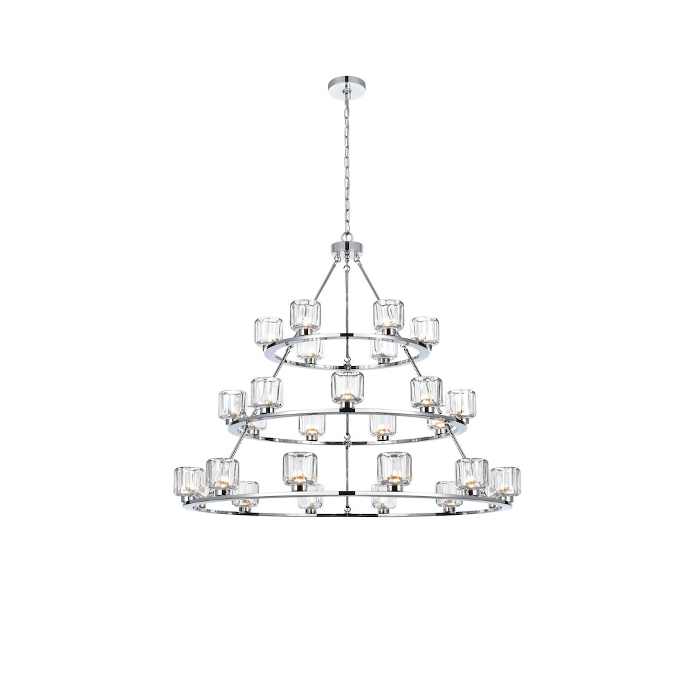 Cadence 48 Inch Three-Tier Chandelier In Chrome. Picture 1