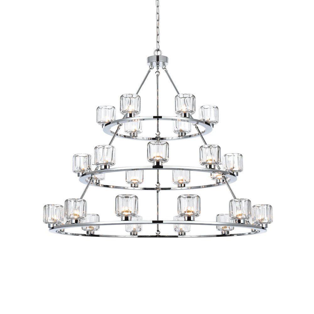 Cadence 48 Inch Three-Tier Chandelier In Chrome. Picture 3