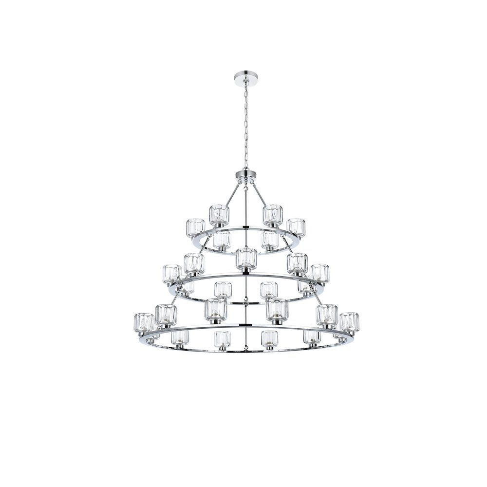 Cadence 48 Inch Three-Tier Chandelier In Chrome. Picture 7
