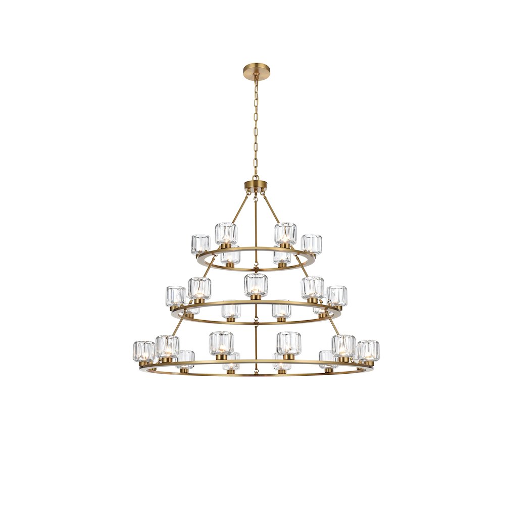 Cadence 48 Inch Three-Tier Chandelier In Satin Gold. Picture 1