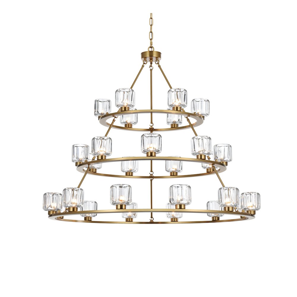 Cadence 48 Inch Three-Tier Chandelier In Satin Gold. Picture 3