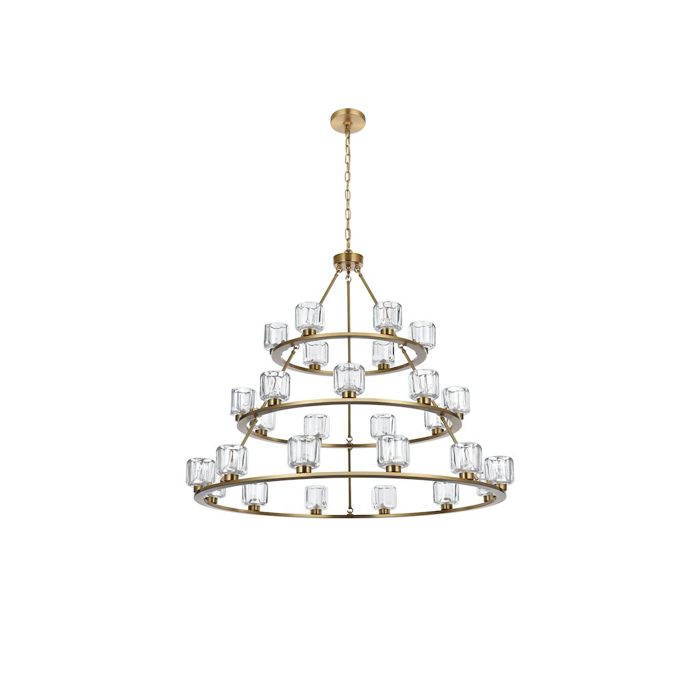 Cadence 48 Inch Three-Tier Chandelier In Satin Gold. Picture 7