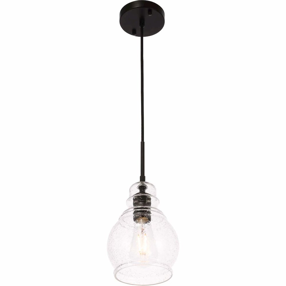 Pierce 1 light Black and Clear seeded glass pendant. Picture 9