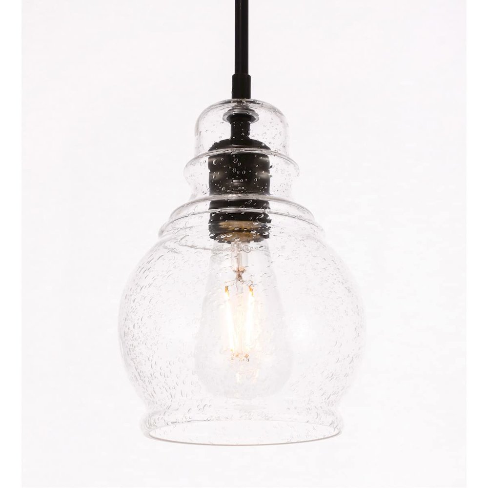 Pierce 1 light Black and Clear seeded glass pendant. Picture 4
