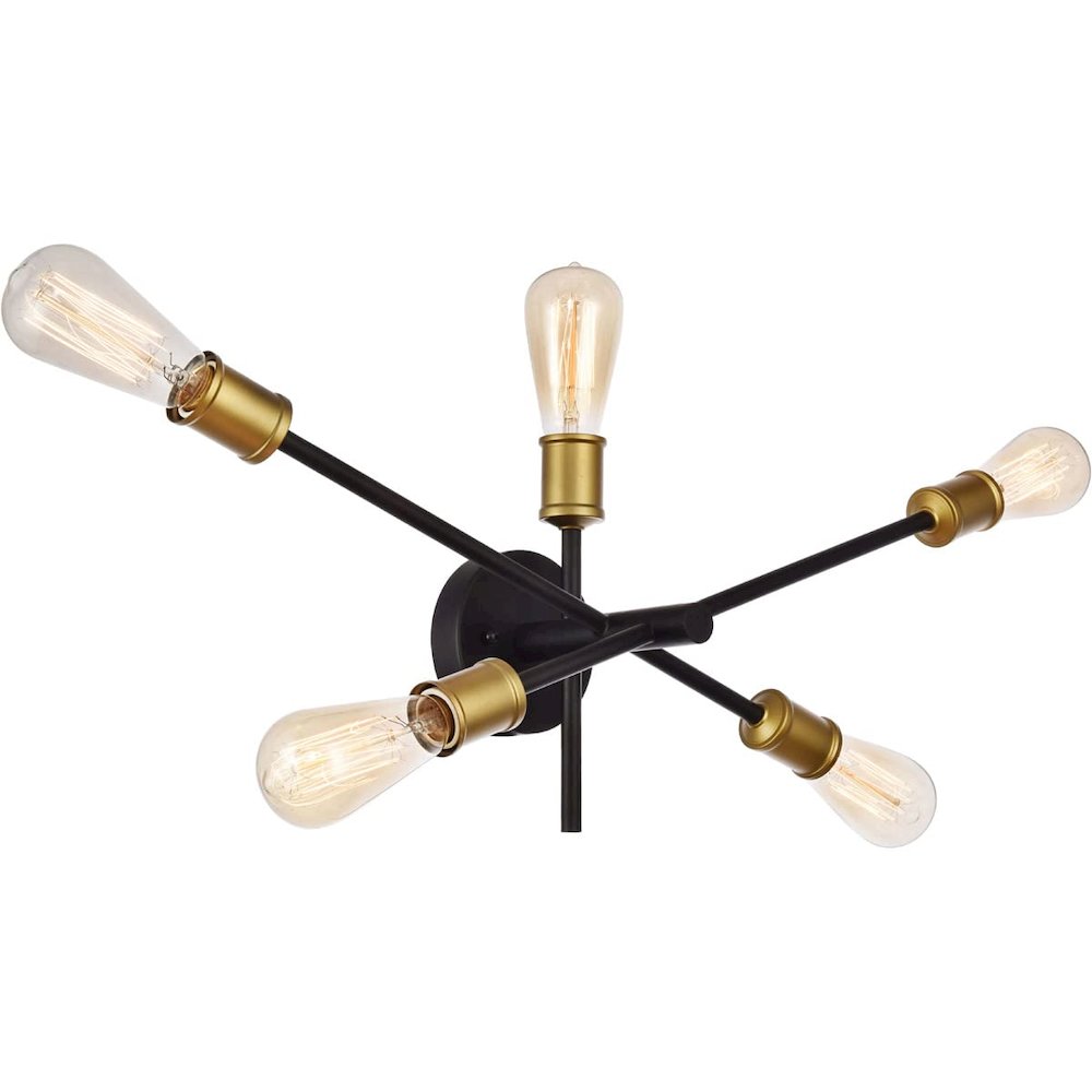 Axel Collection Wall Sconce D24.7 H9.9 Lt:5 Black and Brass Finish. Picture 2