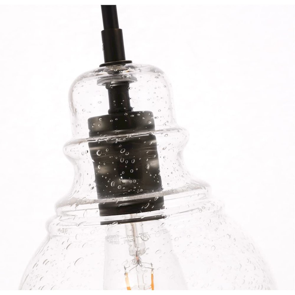 Pierce 1 light Black and Clear seeded glass pendant. Picture 5