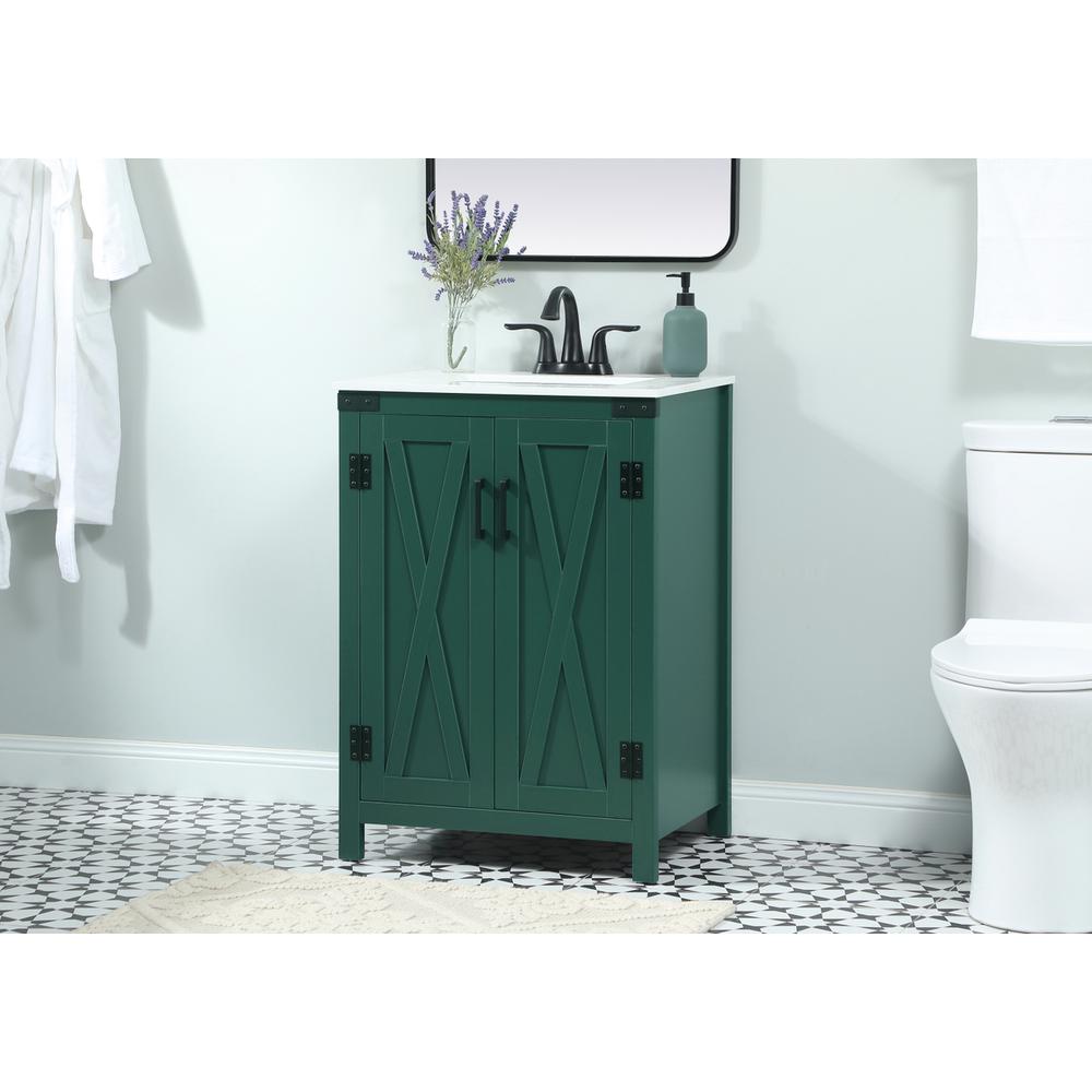 24 inch Single bathroom vanity in green. Picture 2