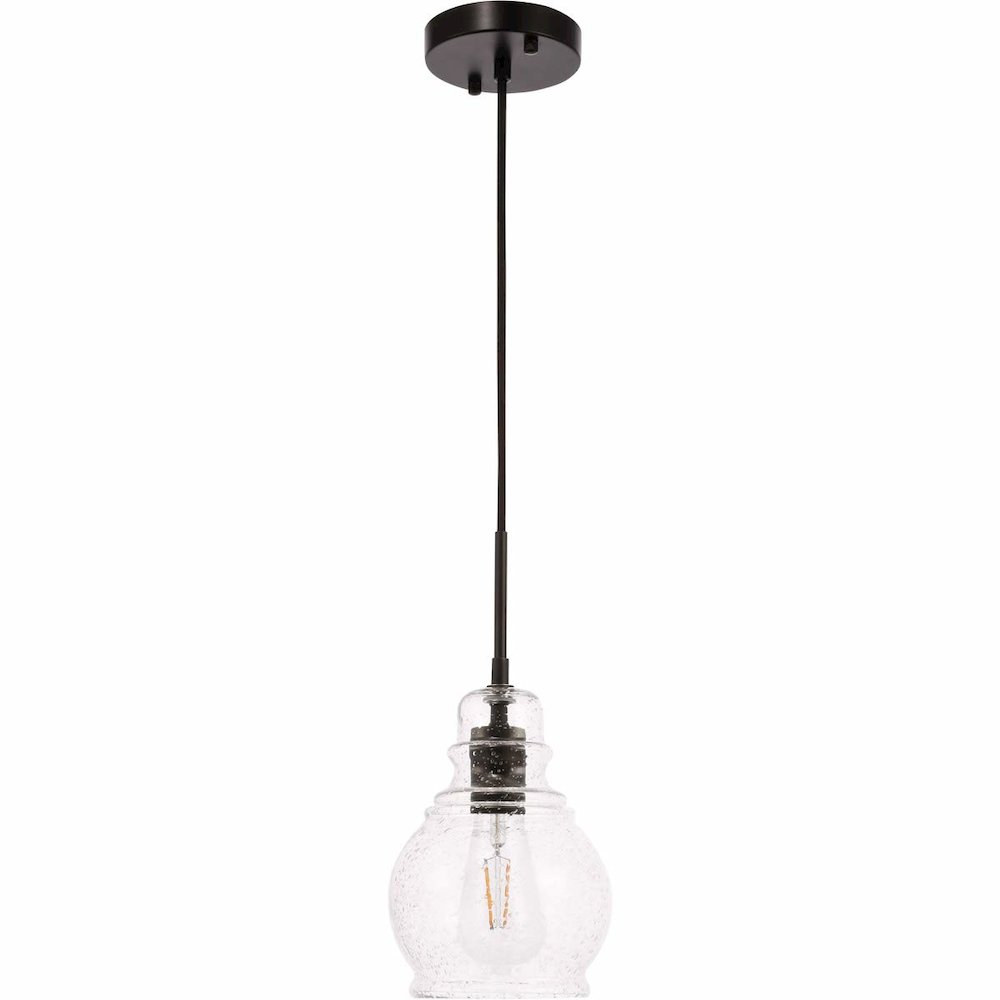 Pierce 1 light Black and Clear seeded glass pendant. Picture 8