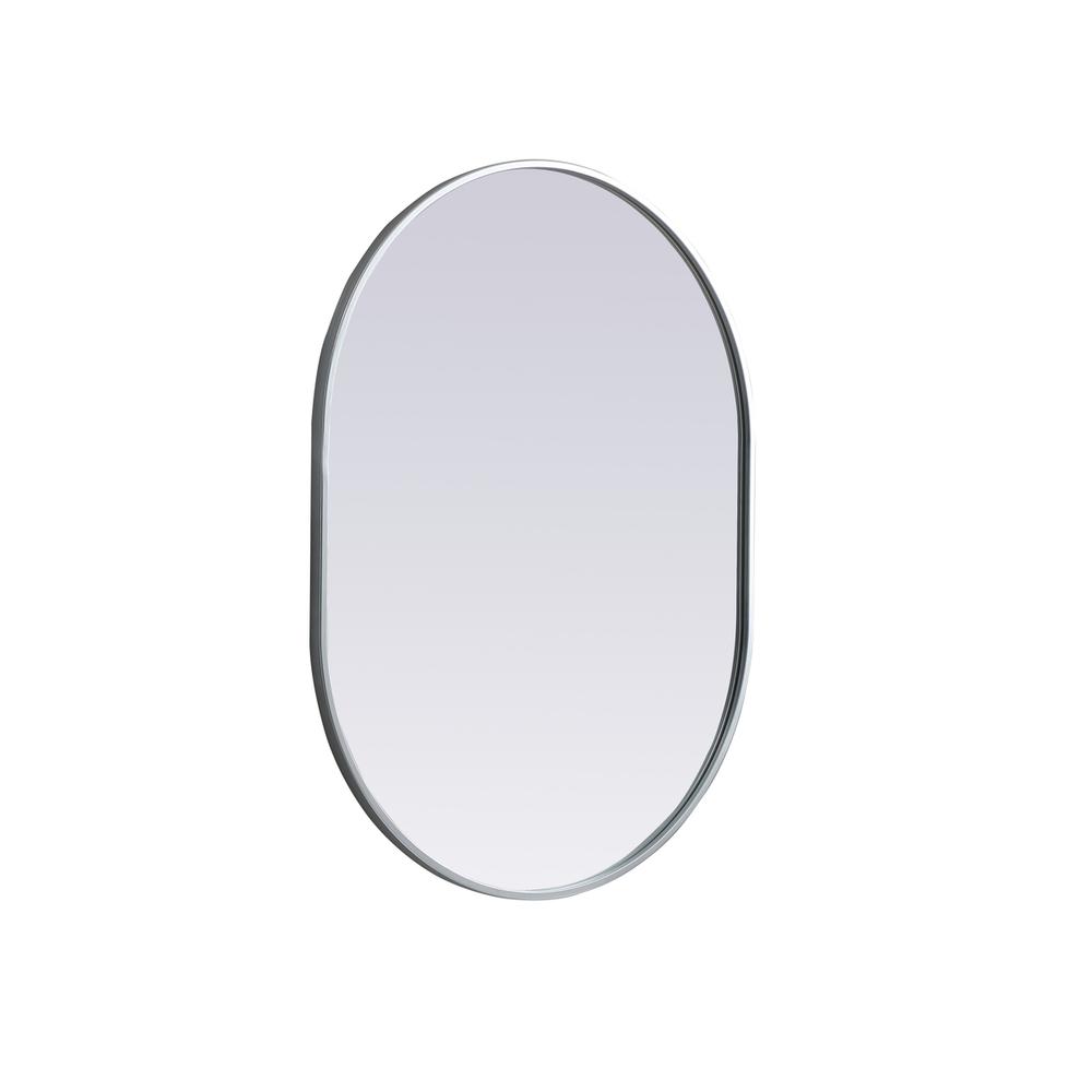 Metal Frame Oval Mirror 27x36 Inch in Silver. Picture 7