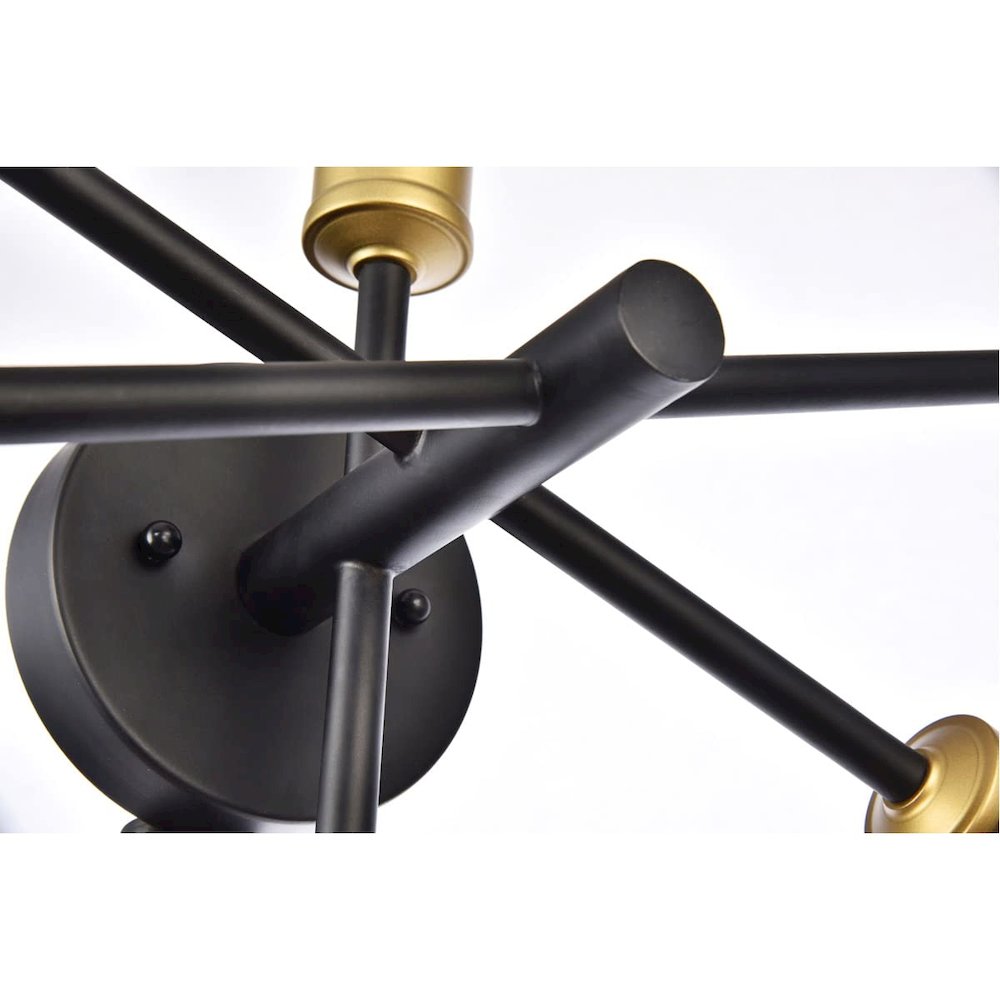 Axel Collection Wall Sconce D24.7 H9.9 Lt:5 Black and Brass Finish. Picture 5