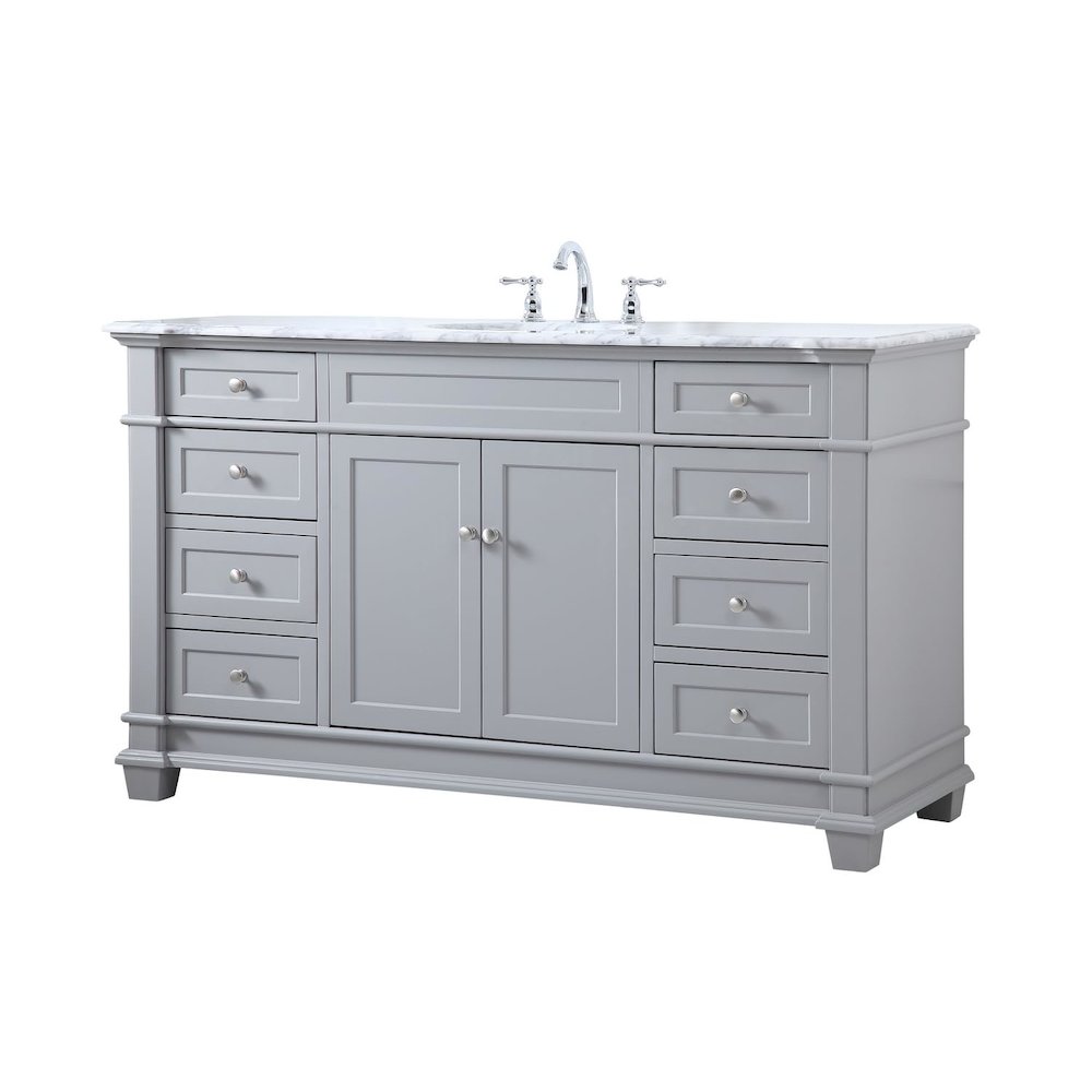 60 inch Single Bathroom Vanity set in Grey. Picture 2