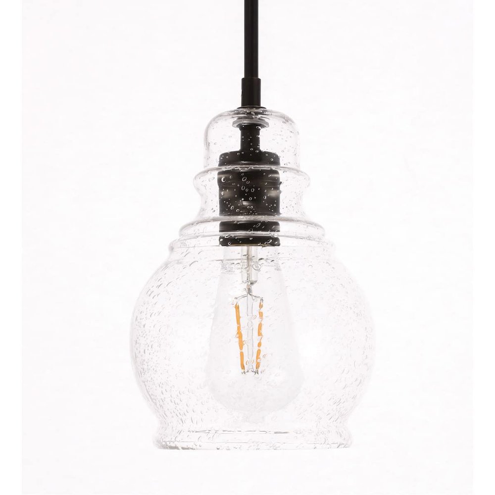 Pierce 1 light Black and Clear seeded glass pendant. Picture 3