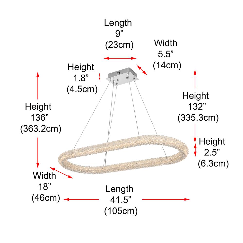 Bowen 42 inch Adjustable LED Chandelier in Chrome. Picture 10
