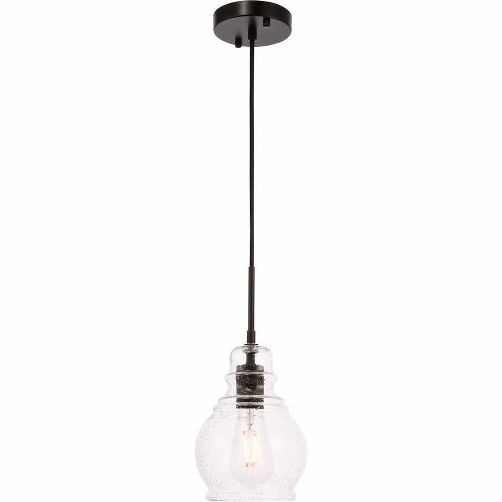Pierce 1 light Black and Clear seeded glass pendant. Picture 1