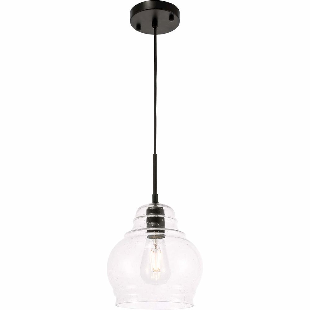 Pierce 1 light Black and Clear seeded glass pendant. Picture 4