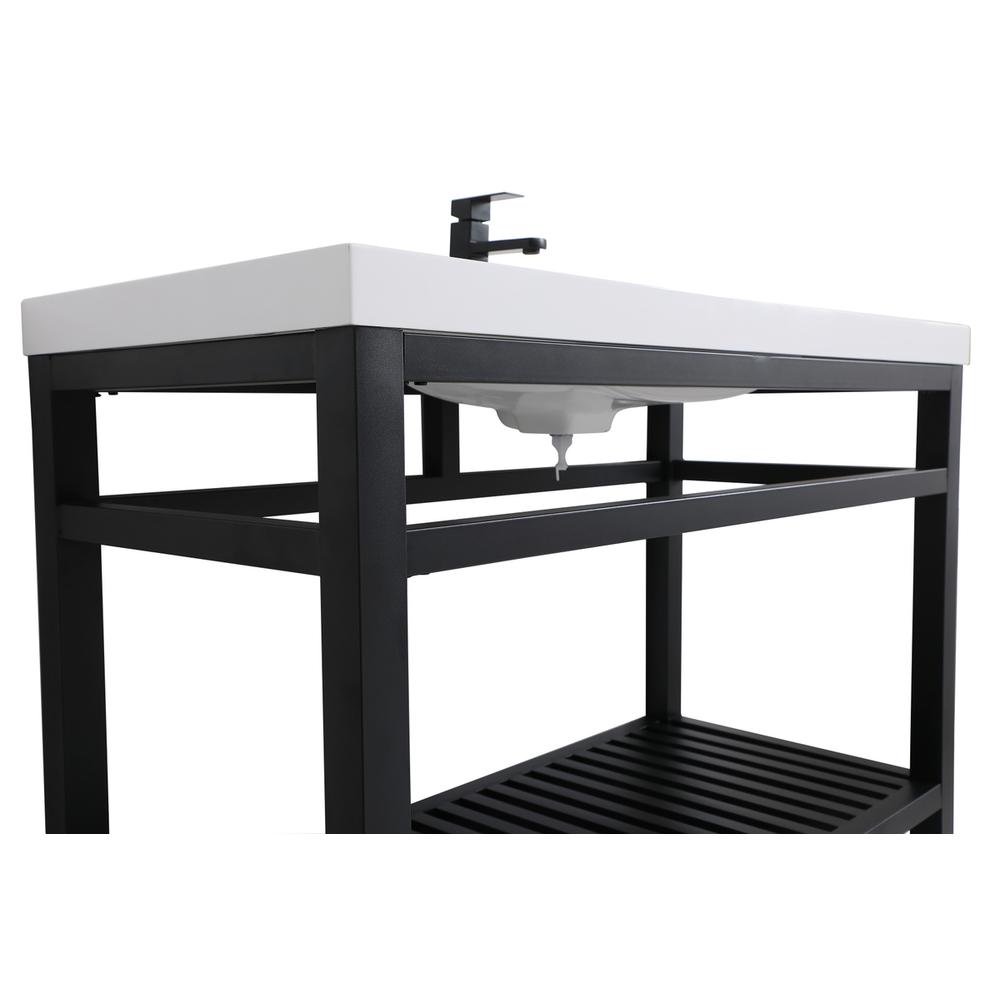 48 inch Single Bathroom Metal Vanity in Black. Picture 9