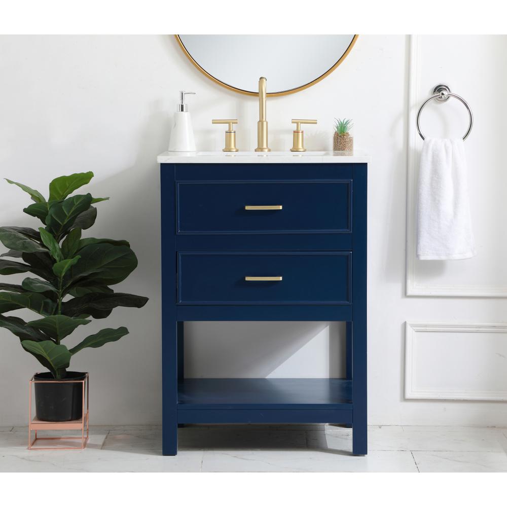 24 inch Single Bathroom Vanity in Blue. Picture 14
