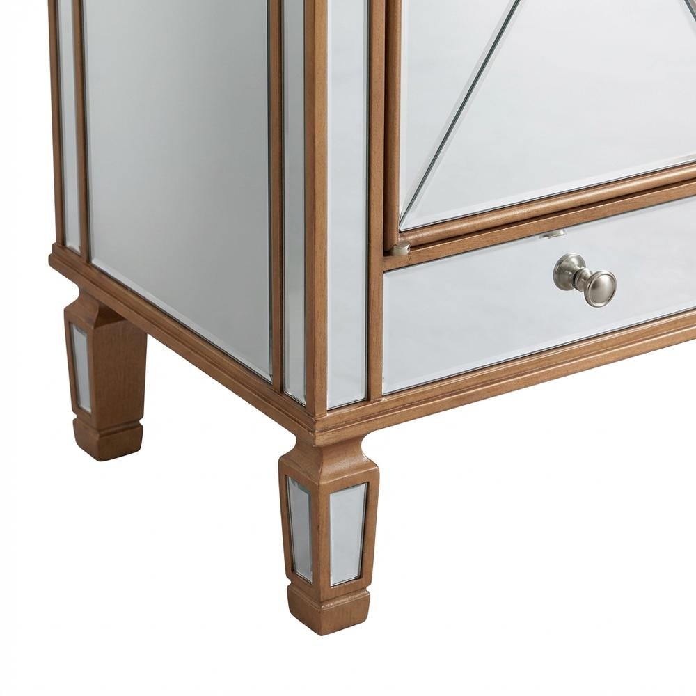 Gold Credenza with 3 Drawer and 4 Door Storage, Modern Design. Picture 6