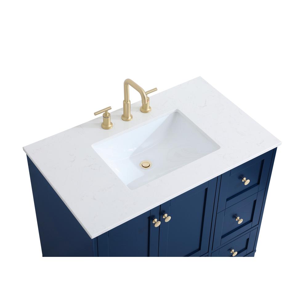 36 inch Single Bathroom Vanity in Blue. Picture 9
