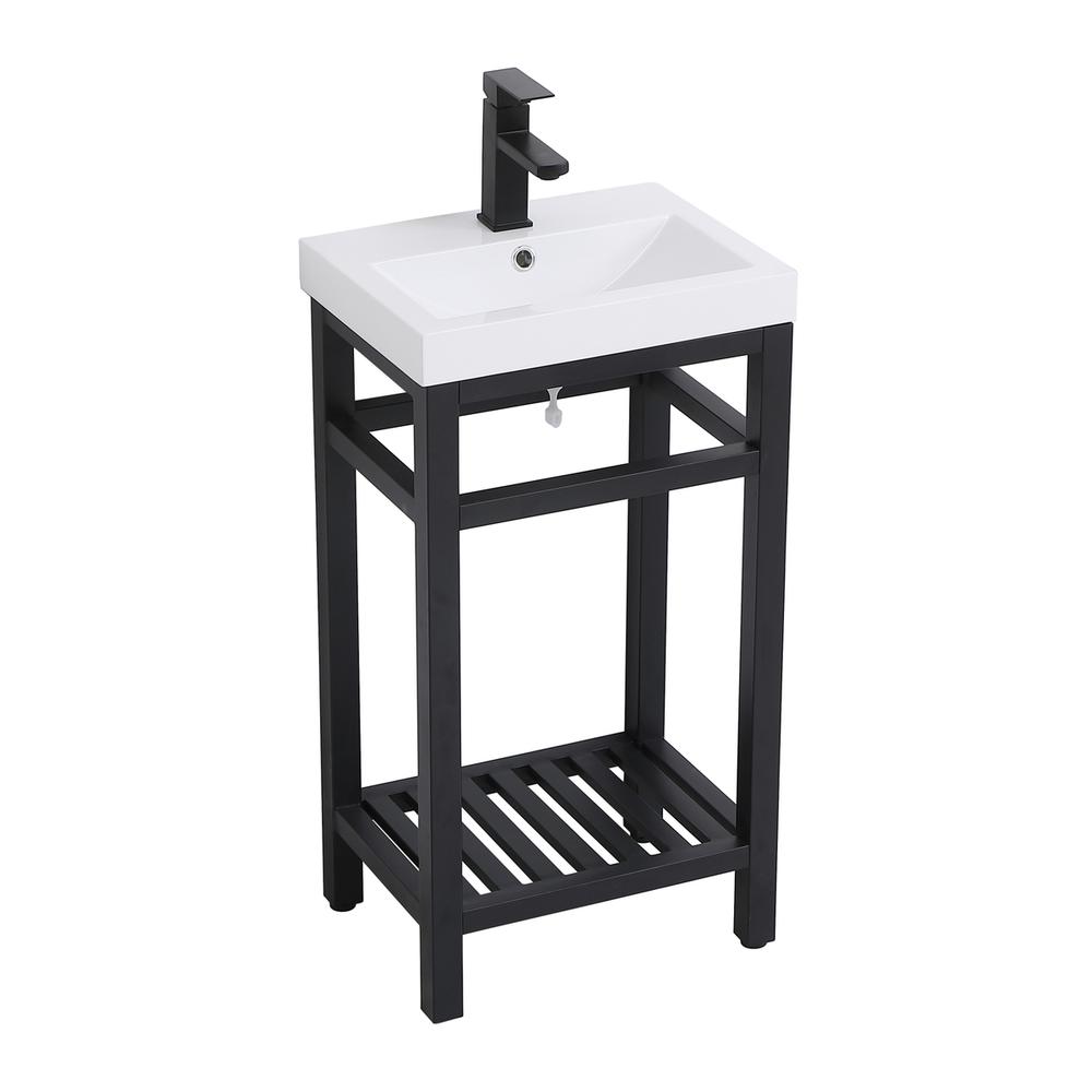18 inch Single Bathroom Metal Vanity in Black. Picture 7