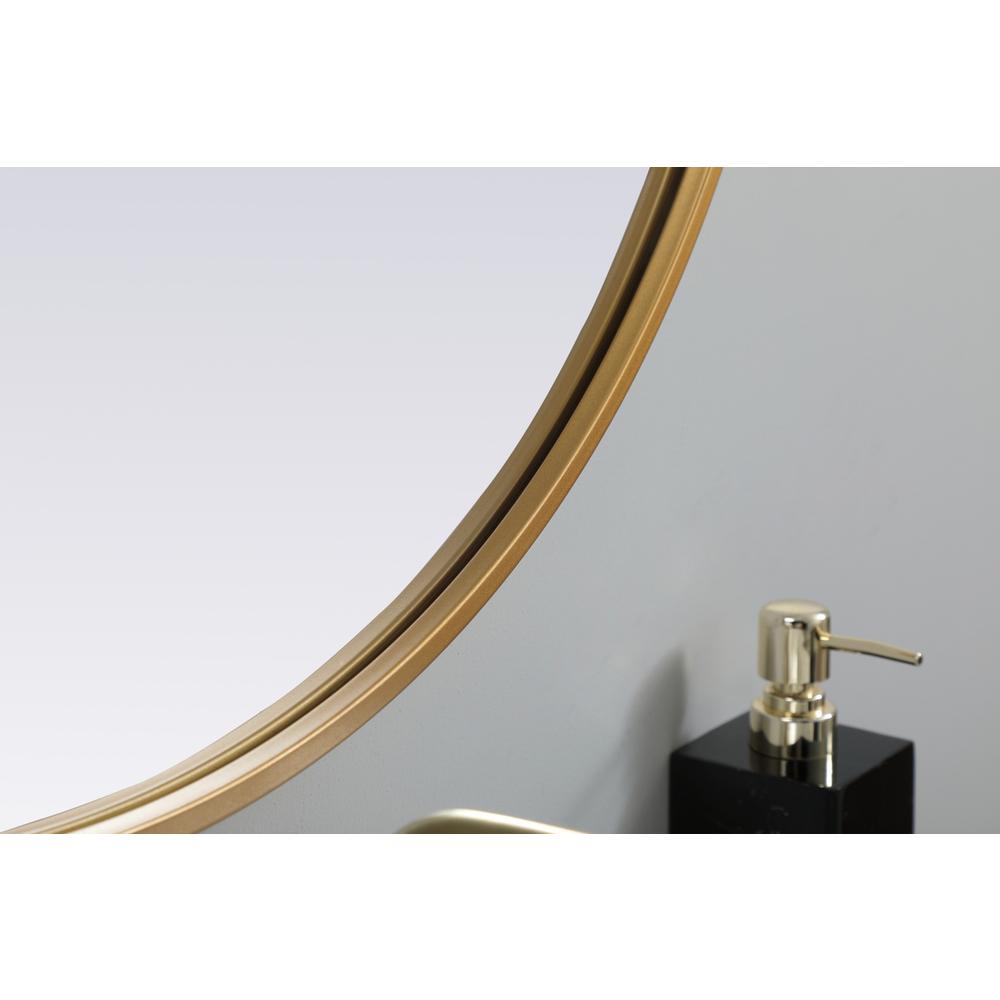 Metal Frame Oval Mirror 27x36 Inch in Brass. Picture 6