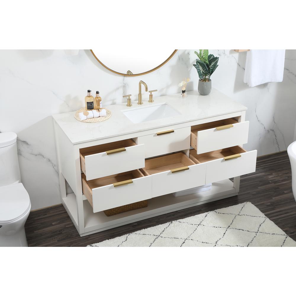 60 inch Single bathroom vanity in white. Picture 3