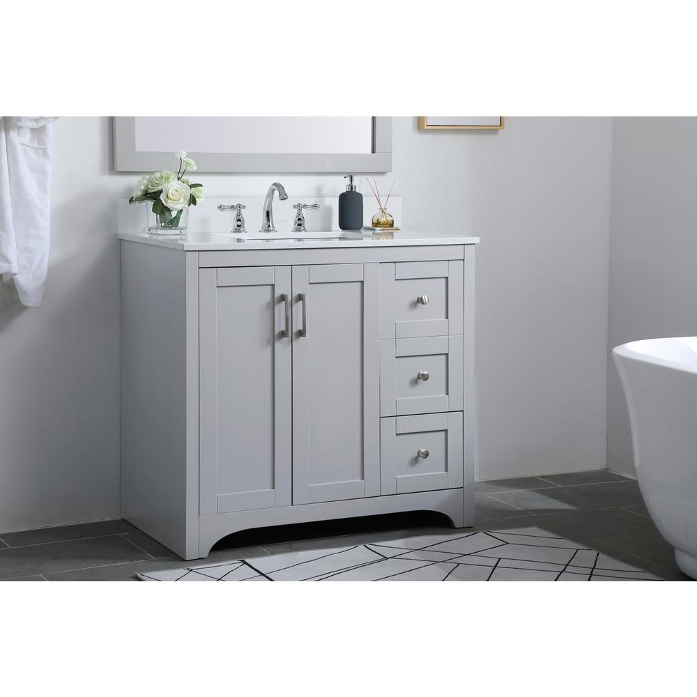 36 inch Single Bathroom Vanity in Grey with Backsplash. Picture 2