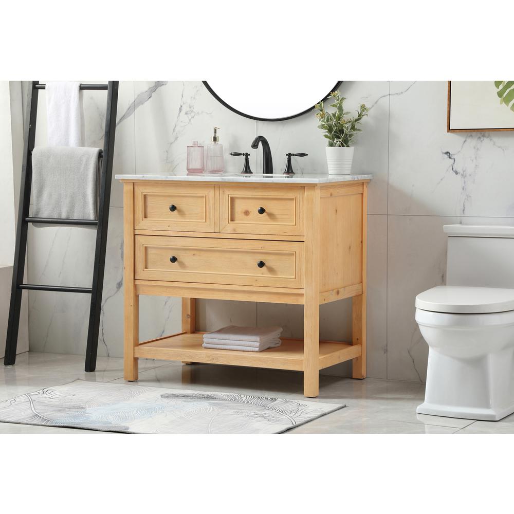 36 inch Single bathroom vanity in natural wood. Picture 2