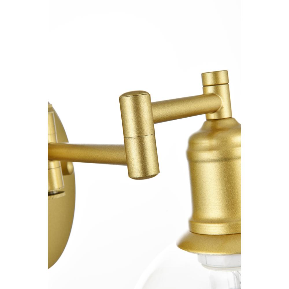 Caspian 1 light Brass and Clear swing arm plug in wall sconce. Picture 4