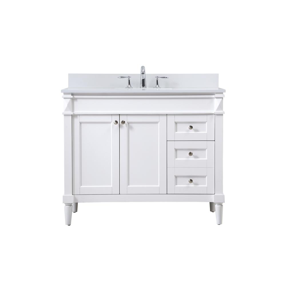 42 inch Single bathroom vanity in white with backsplash. Picture 1