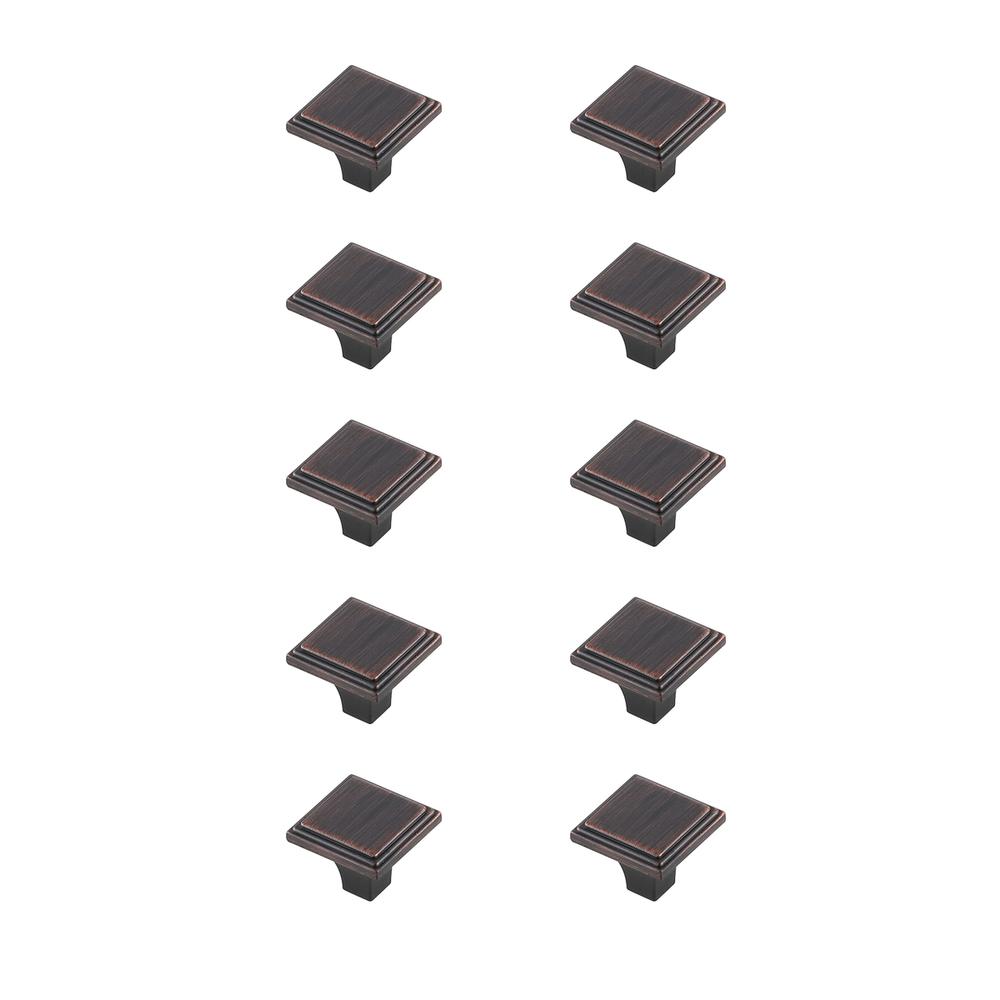 Wilow 1" Oil-rubbed Bronze Square Knob Multipack (Set of 10). Picture 1