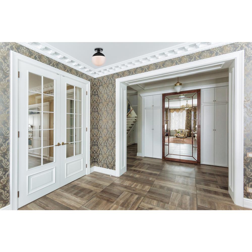 Eclipse 1 Light Black Flush Mount With Frosted White Glass. Picture 6