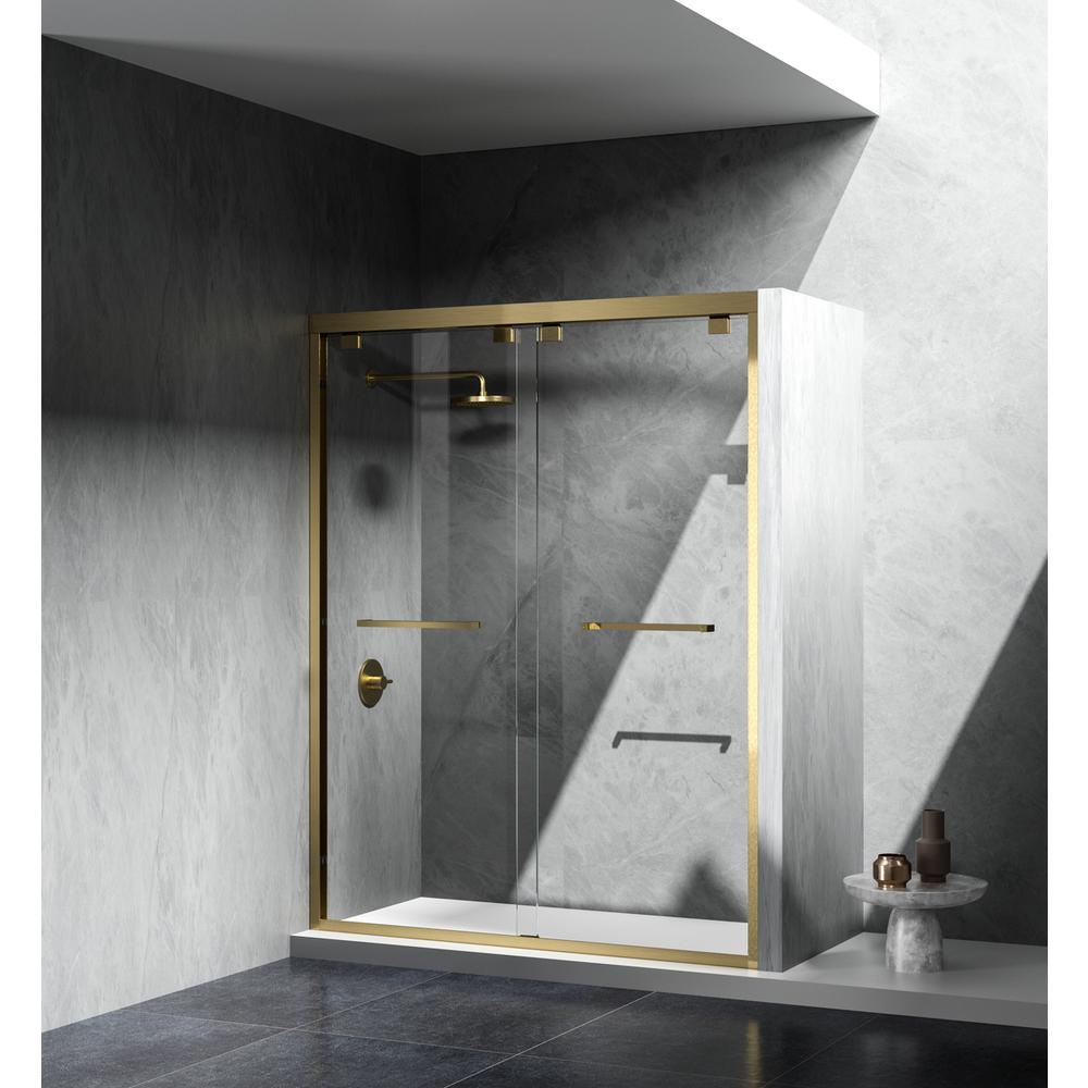 Semi-frameless shower door 60 x 76 Brushed Gold. Picture 3