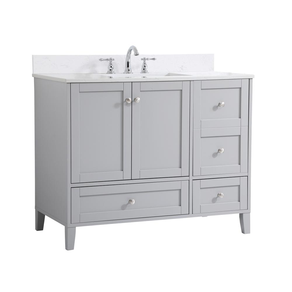 42 inch Single Bathroom Vanity in Grey with Backsplash. Picture 8