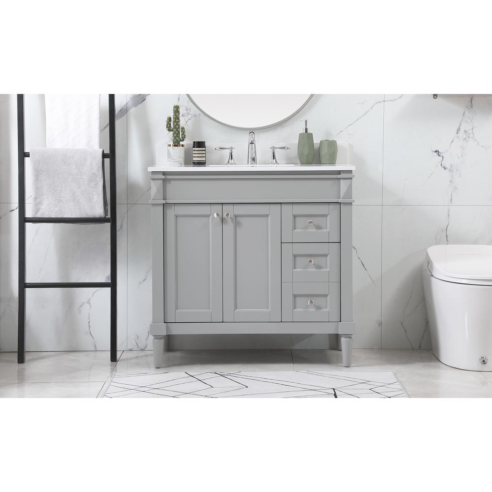 36 inch Single bathroom vanity in grey with backsplash. Picture 14