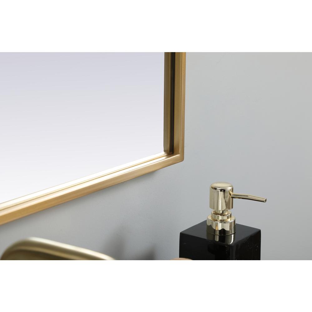 Metal Frame Arch Mirror 27x30 Inch in Brass. Picture 6