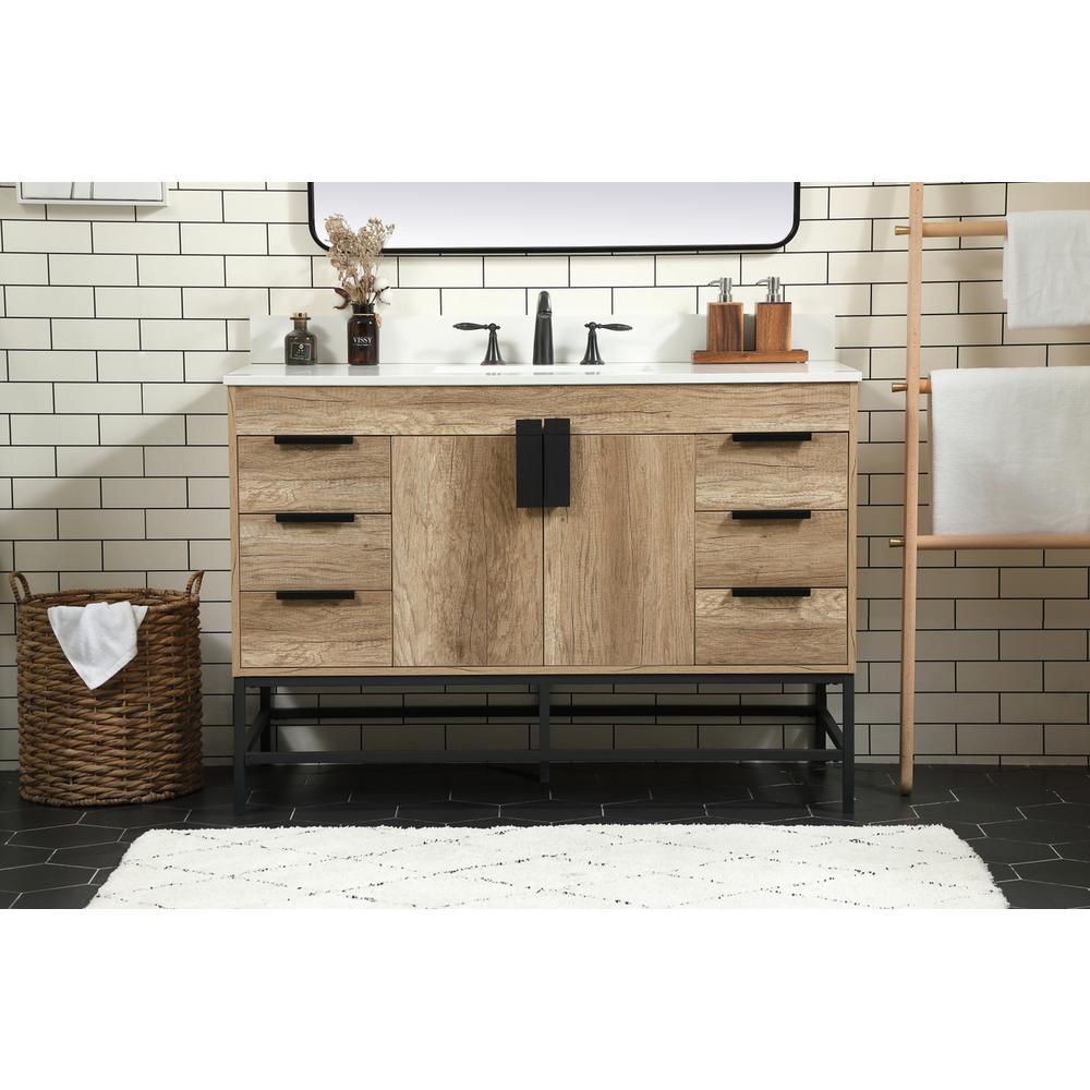 48 inch Single bathroom vanity in natural oak with backsplash. Picture 14