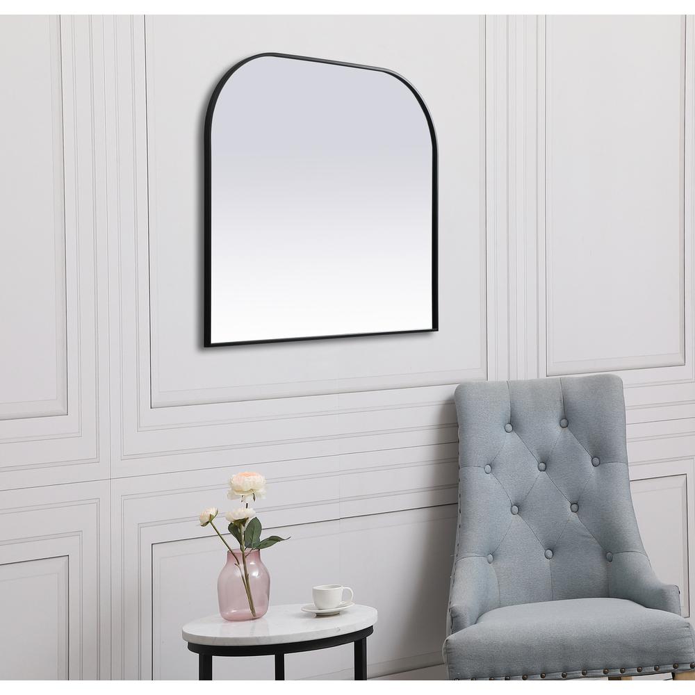 Metal Frame Arch Mirror 42x38 Inch in Black. Picture 4