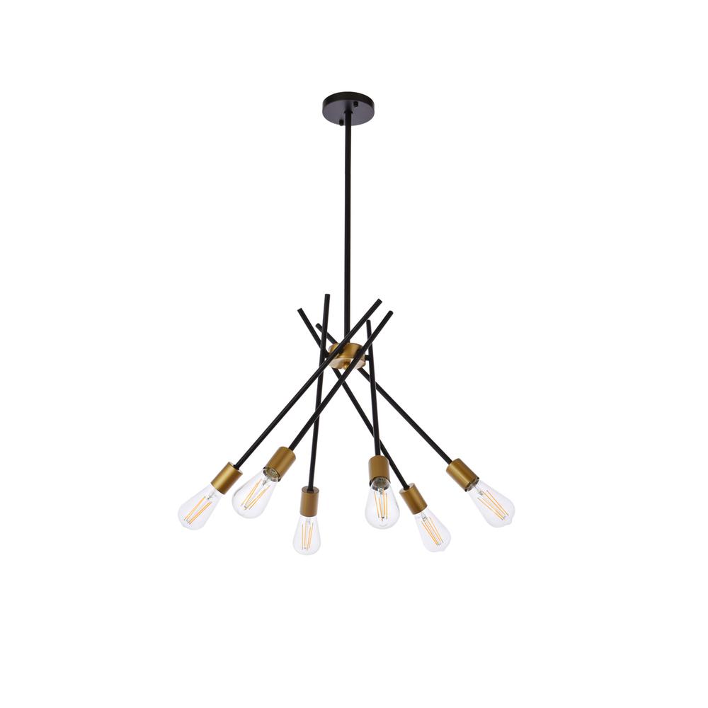 Lucca 23 inch pendant in black and brass. Picture 6
