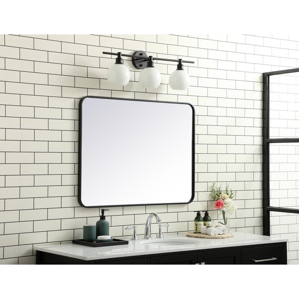 Soft corner metal rectangular mirror 27x36 inch in Black. Picture 2