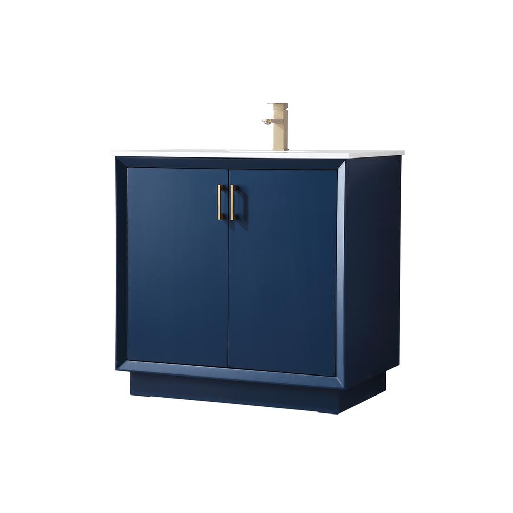 36 Inch SIngle Bathroom Vanity In Blue. Picture 7