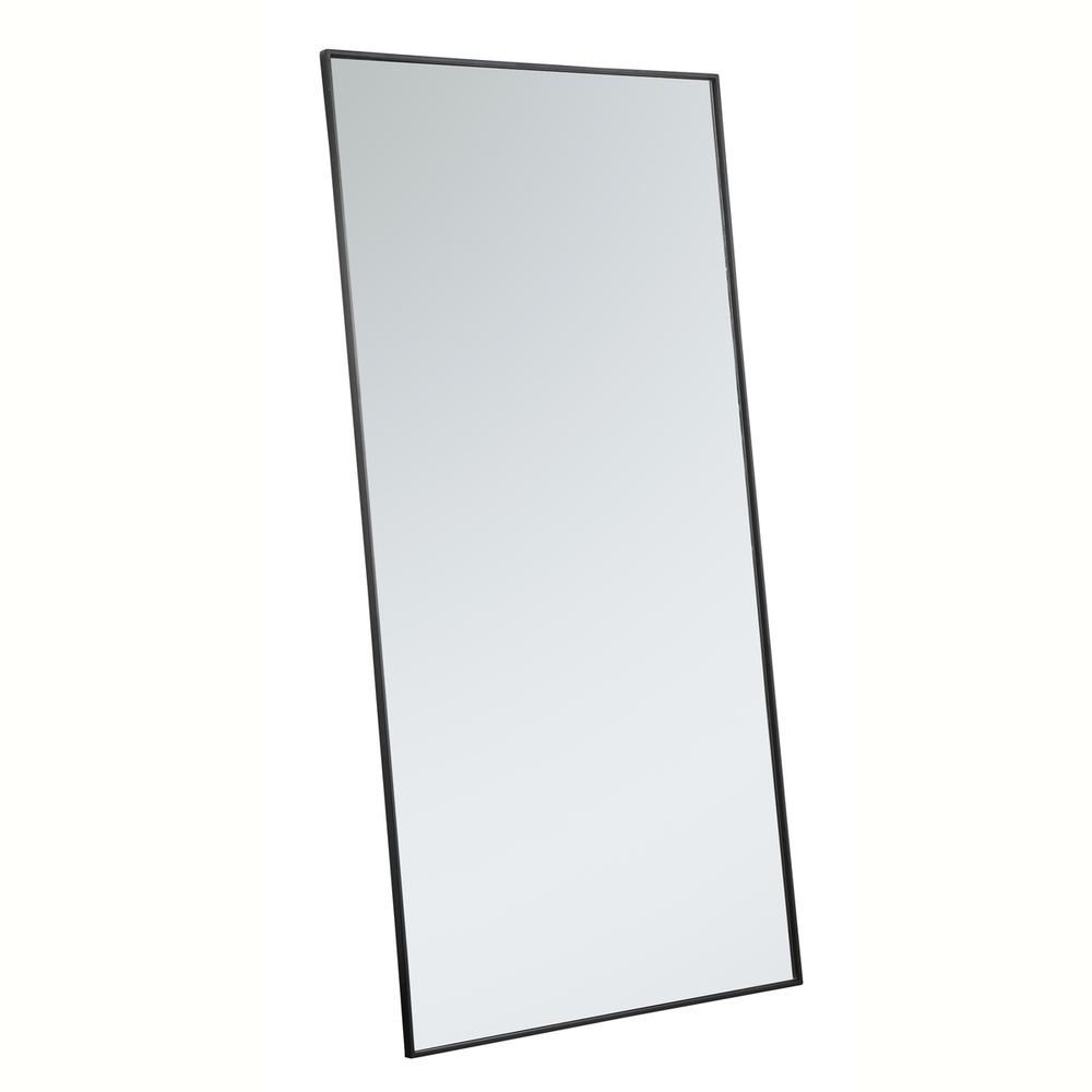 Metal frame rectangle mirror 36 inch in Black. Picture 2
