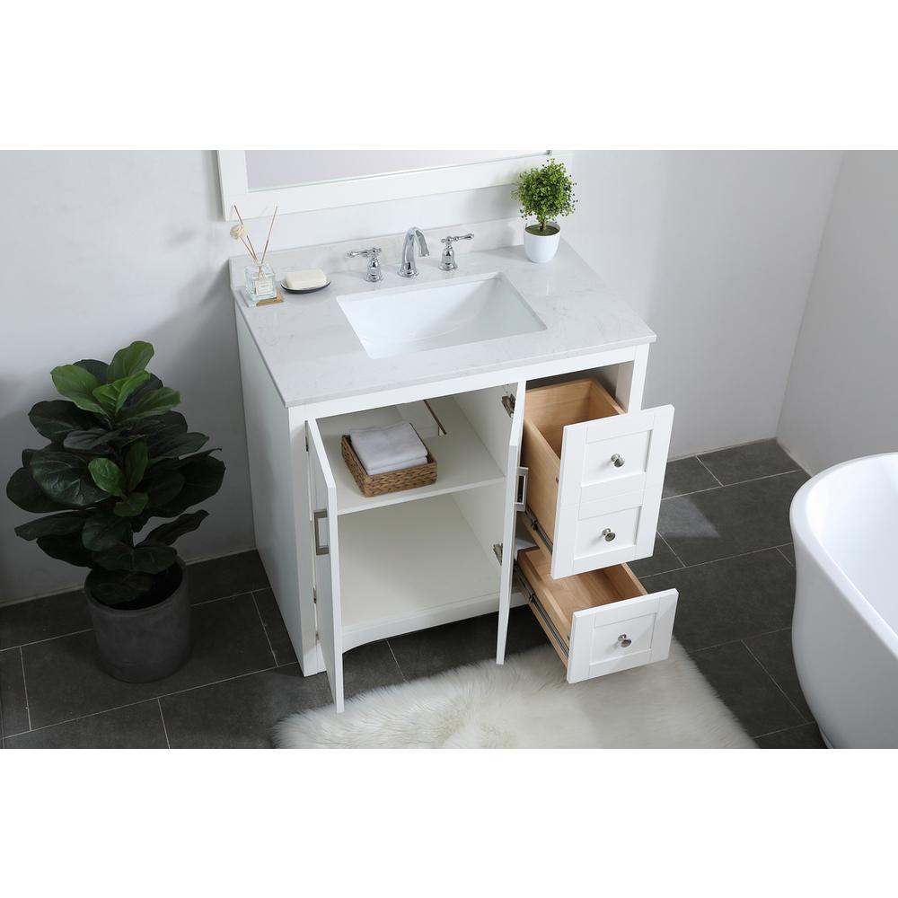 36 inch Single Bathroom Vanity in White with Backsplash. Picture 3
