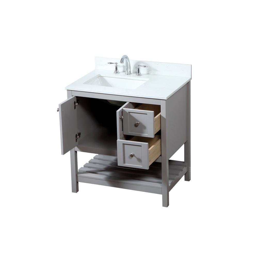 32 inch Single bathroom vanity in grey with backsplash. Picture 9
