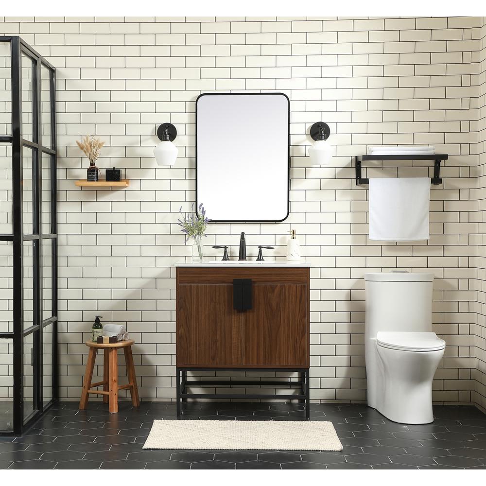 30 inch Single bathroom vanity in walnut. Picture 4